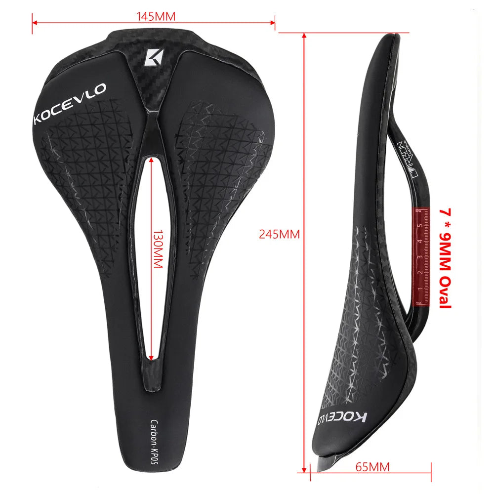 KOCEVLO Ultra-light Full Carbon Fiber Bicycle Seat Mountain Road Bike Saddle Leather Hollow Cycling Seat Bike Spare Part