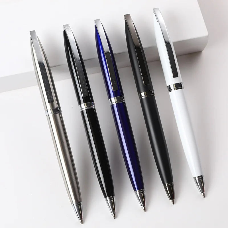 Manufacturer's Frosted Ballpoint Pen Rotary Metal Body Engravable Logo 1.0mm Ready-Made Advertising Gift Pen Plastic Material
