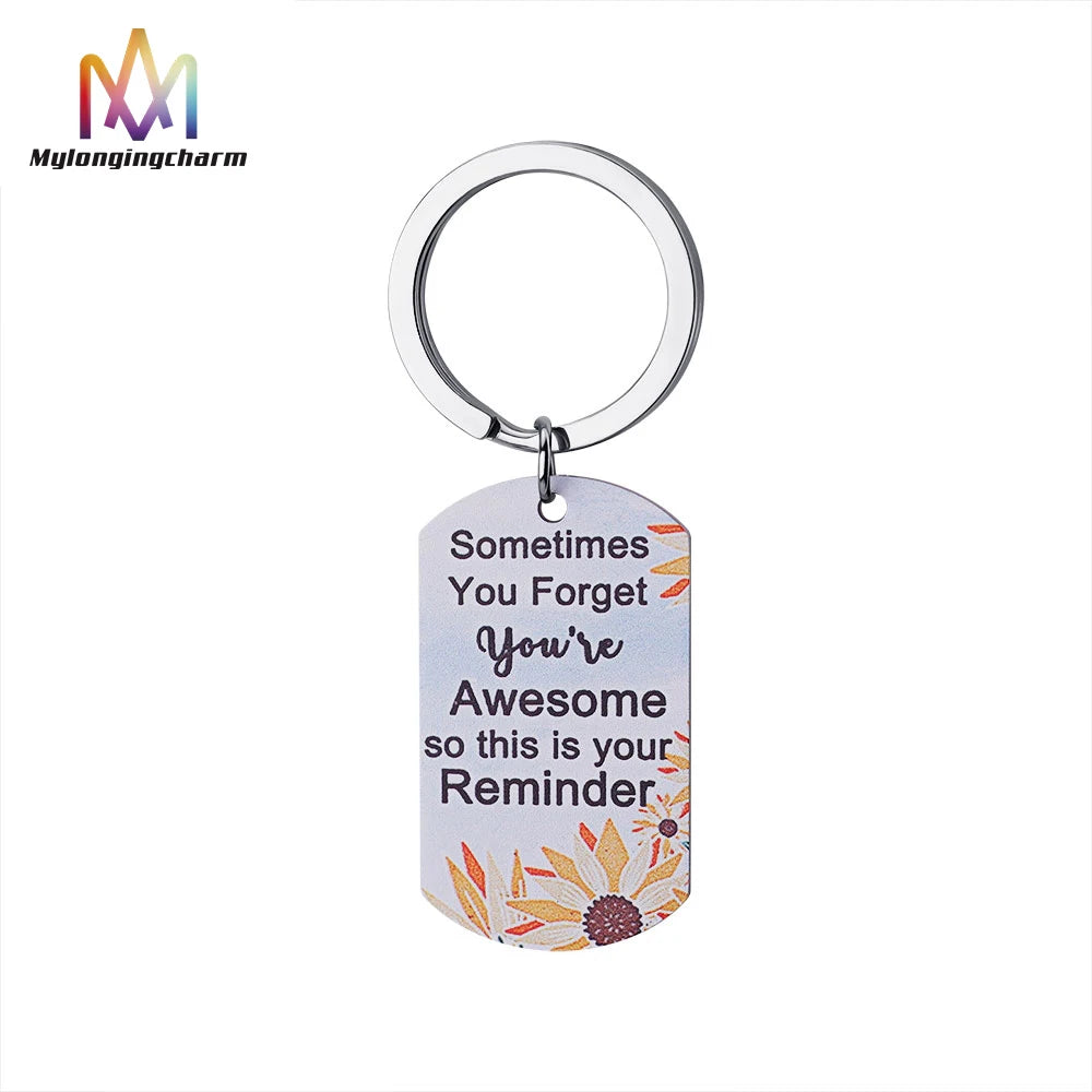 Personalized Engraved Stainless Steel Geometric Square Key Chains Custom Blank Air Tag Keychain Printed Nameplate Keychain