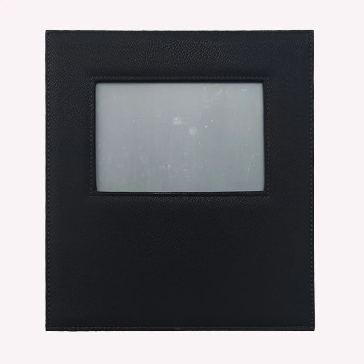 Stock 6'' Leatherette Photo Frame Black Laserable Leather Photo Frame