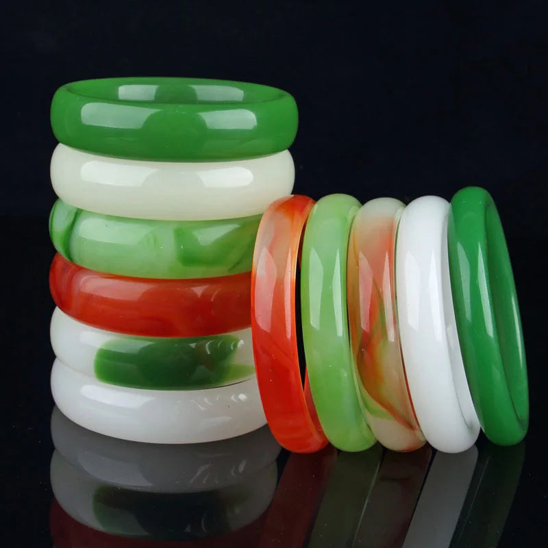 YL Colorful  Green Floating Flower Jade Bracelet Multicolor Glass Fashion Bangles Jade Gift Bracelet Bangle