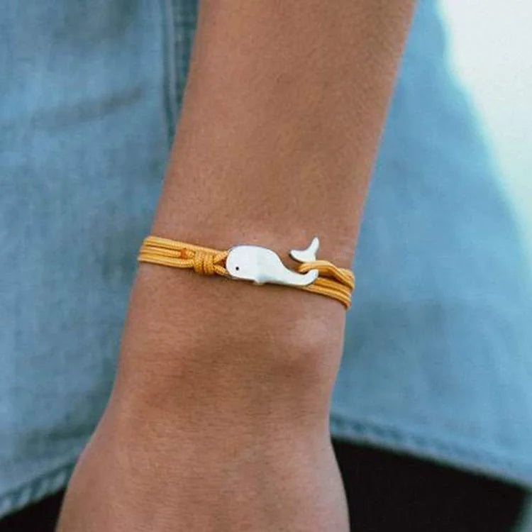 Stainless Steel Whale Clasp Braided BraceletOcean-Inspired Waterproof Bracelet for Marine Gift