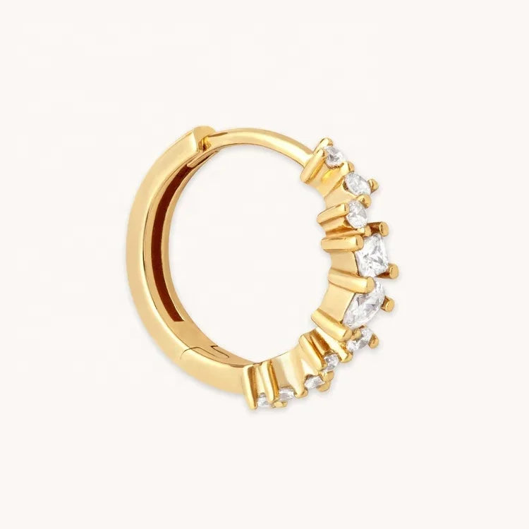 LOZRUNVE Fashionable Gold Silver 925 Crystal Ear Ring Hoop Earring Set for Women