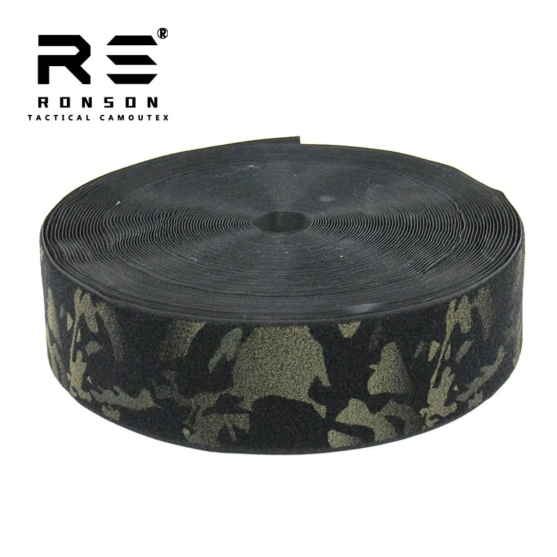MC Black Camouflage Printed Nylon Loop Width 25/38/50/100/150mm Nylon Loop Fastener Strap Durable for Tactical Gear and Outdoor