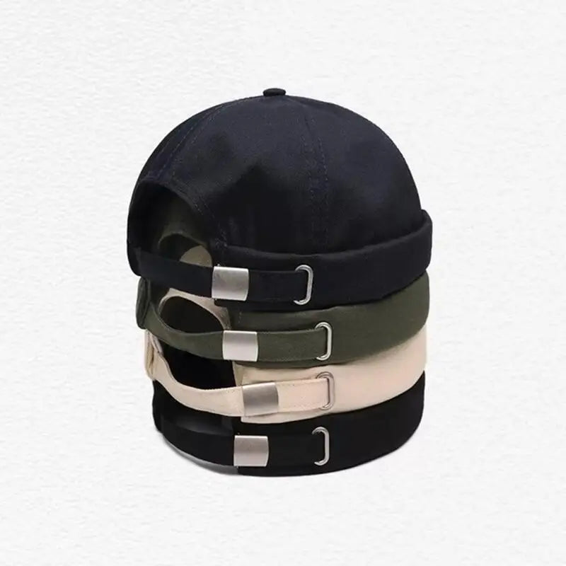 HZM-23388 Brimless Hats for Men Women Skullcap Men Vintage Docker Beanie Cap Washed Cotton Rolled Cuff Hat