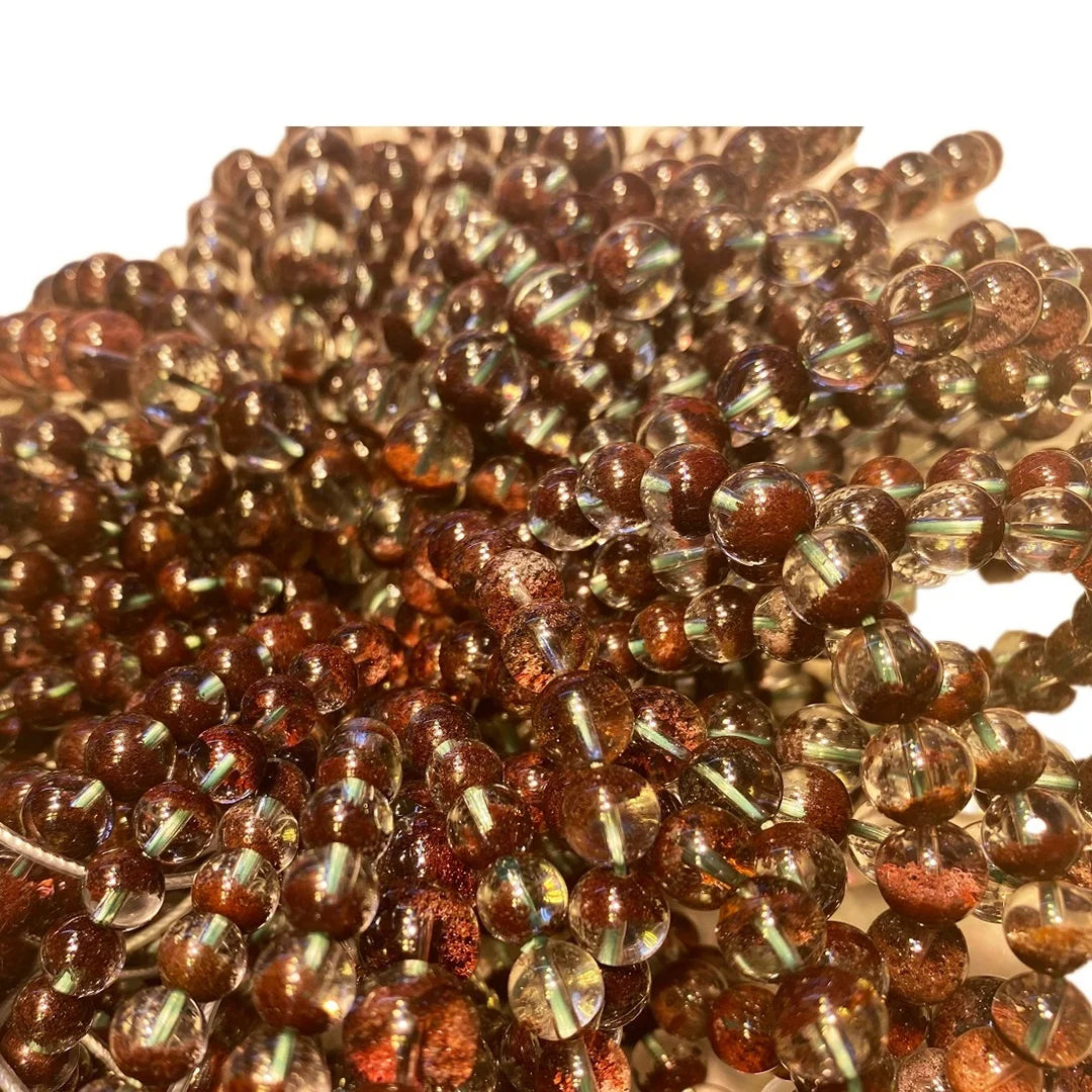Gemstone round Beads ghost phantom quartz gemstoneJewelry  genuinenaturally