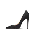 Women 2024 New Factory Price High Heels Shoes Suede Pointed Toe Stiletto Wedding Party Heeled Pumps for Ladies