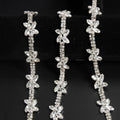 SINRONG Super Bright Cup Chain Glass Rhinestone Decorative Flower Chain Flat Bottom Sew-on DIY Accessories for Shoe Clothing