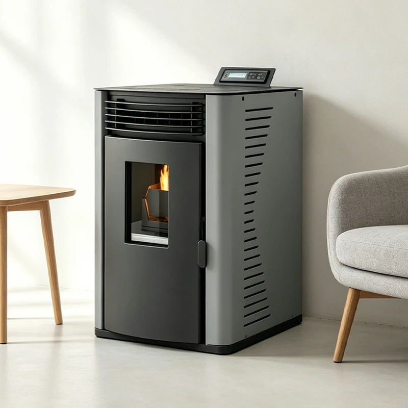 PANSEE PK-60 6KW Modern Automatic Temperature-Controlled Steel Standalone Pellet Stove Heater Remote Control Function for Indoor