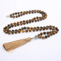 Chapelet Musulman 8MM Tassel Precious Stone Natural Stone Jewelry Tiger Eye Rosary 108 Japamala Prayer Beads Long Necklace