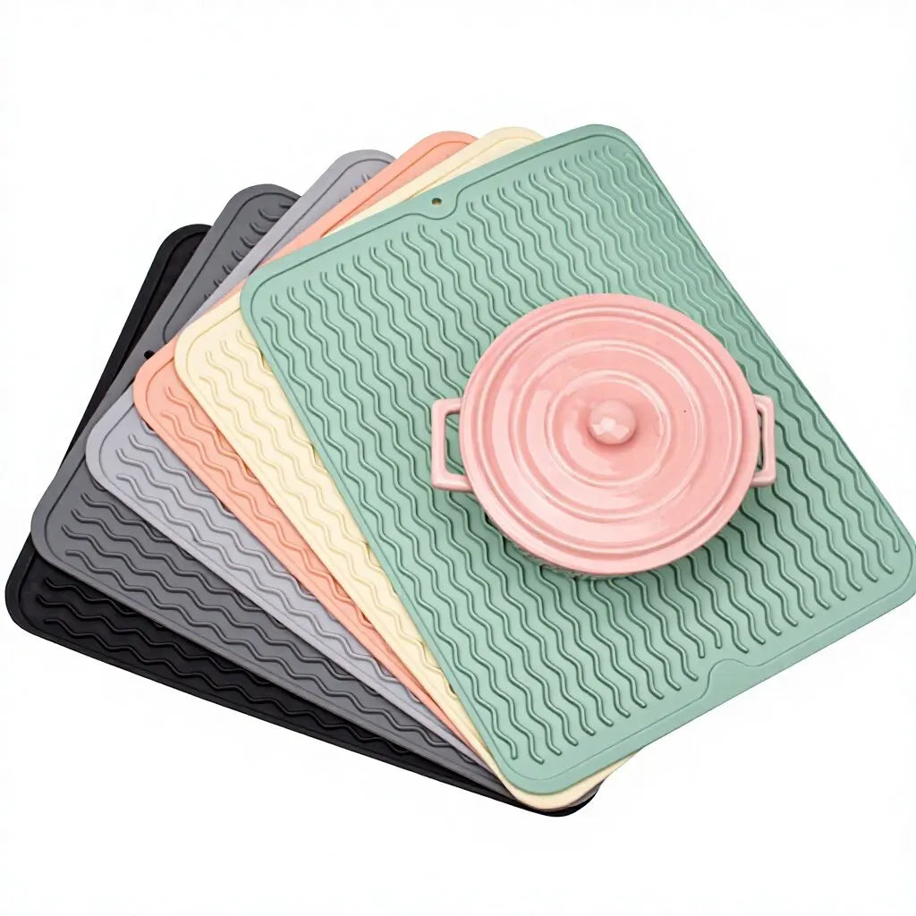 Custom Silicone Dish Drying Mat Non-Slip Easy Clean Sink Mat Large Heat-resistant Dish Drainer Mat for Kitchen Counter