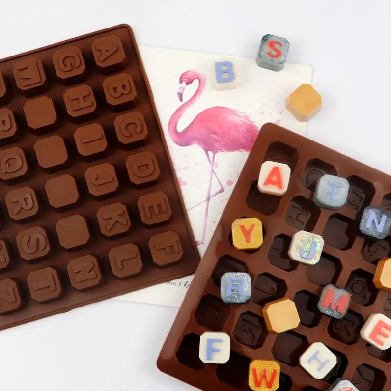 183 Factory Free Sample 26 English Word Shape Silicone Resin Mold Silicone Ice Cube Traysilicon Chocolate Moulds