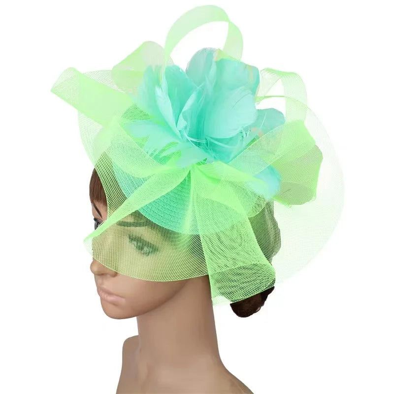 Women with Hair Clips Tea Party Hair Accessories Feather Wedding Headwear Bridal Derby Hats for Women