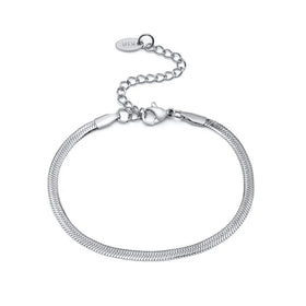 Dainty Stainless Steel Gold Initial Necklace Women Flat Snake Bracelets Chaine Pour Femme Chains