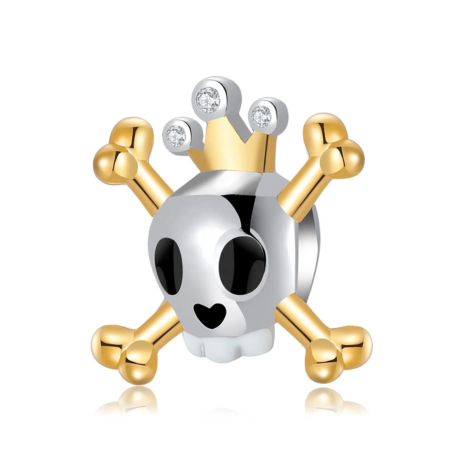Designer Charms 925 Sterling Silver Crown Skull Gold Plate Charm Fits Original Charm Women Bracelets Making Jewelry Wholesale