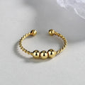 Trendy Women Jewelry Silver Color Reduce Anxiety Open Beaded Removable Copper Simple Many Beads Adjustable Fidget Ring