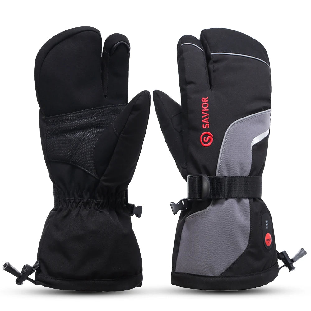 Savior 2020 Fashion Heated Gloves Crab Style Skiing Rechargeable Battery Heated Mittens