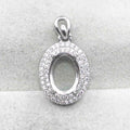 Sterling Silver 9*12mm Semi Mount Pendant Empty Frame Blank Support Setting S925 Base Holder Without Center Stone for DIY Inlay