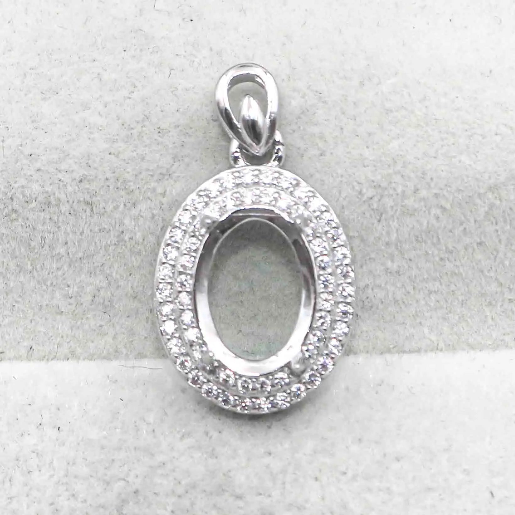 Sterling Silver 9*12mm Semi Mount Pendant Empty Frame Blank Support Setting S925 Base Holder Without Center Stone for DIY Inlay