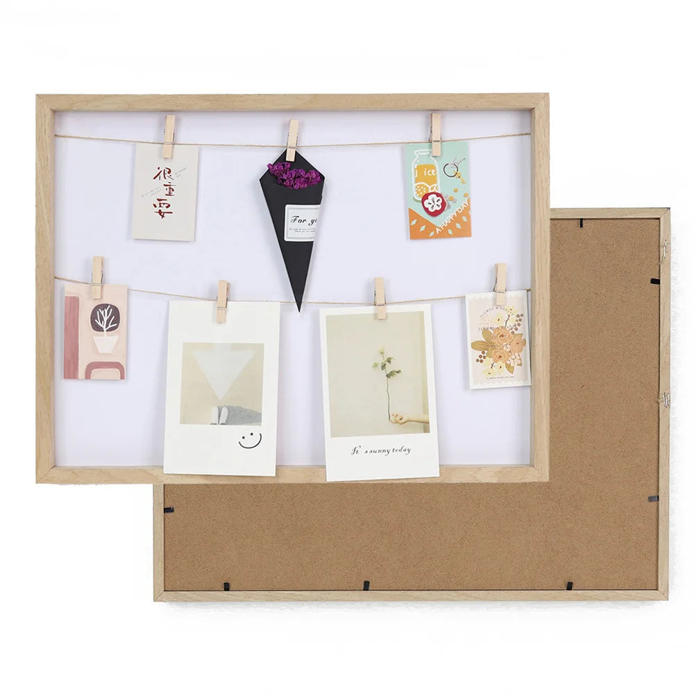 Diy 16x20" Wall Hanging  Photo Display  Picture Wooden Frame Wedding Peg and String Guestbook with Cloth Pin Party Decoration