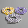Wholesale Luxury Hip Hop Purple Zircon Necklace Men Women 4mm Bling Iced Out Diamond Tennis Chain