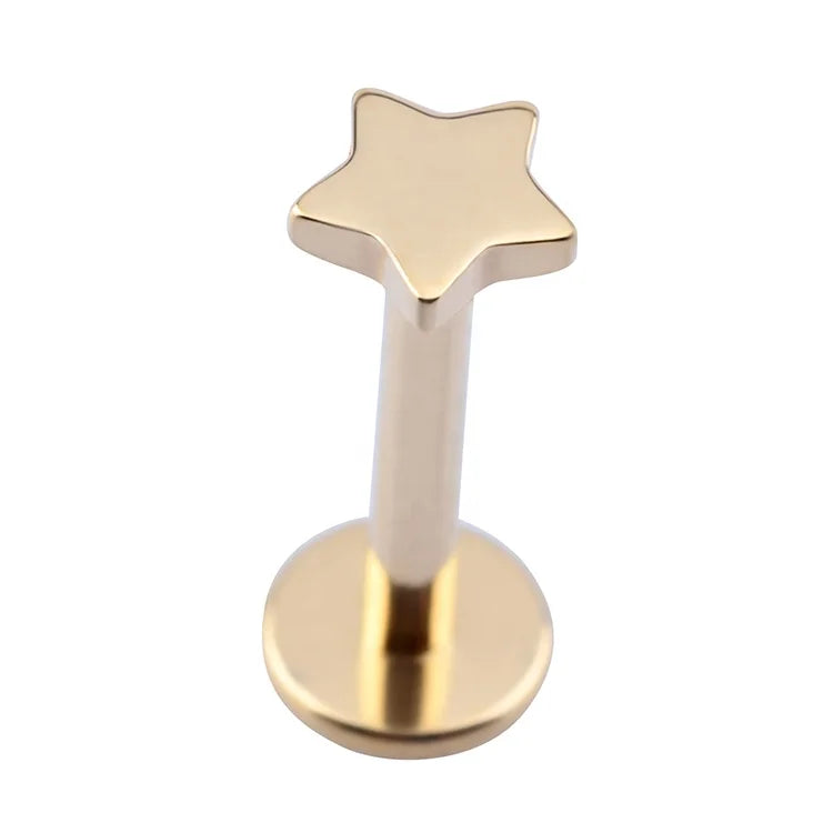 Fashion Internal Thread Piercing Pvd Gold Titanium Labret Stud Ear Cartilage Helix Piercing Ear Piercing Jewelry