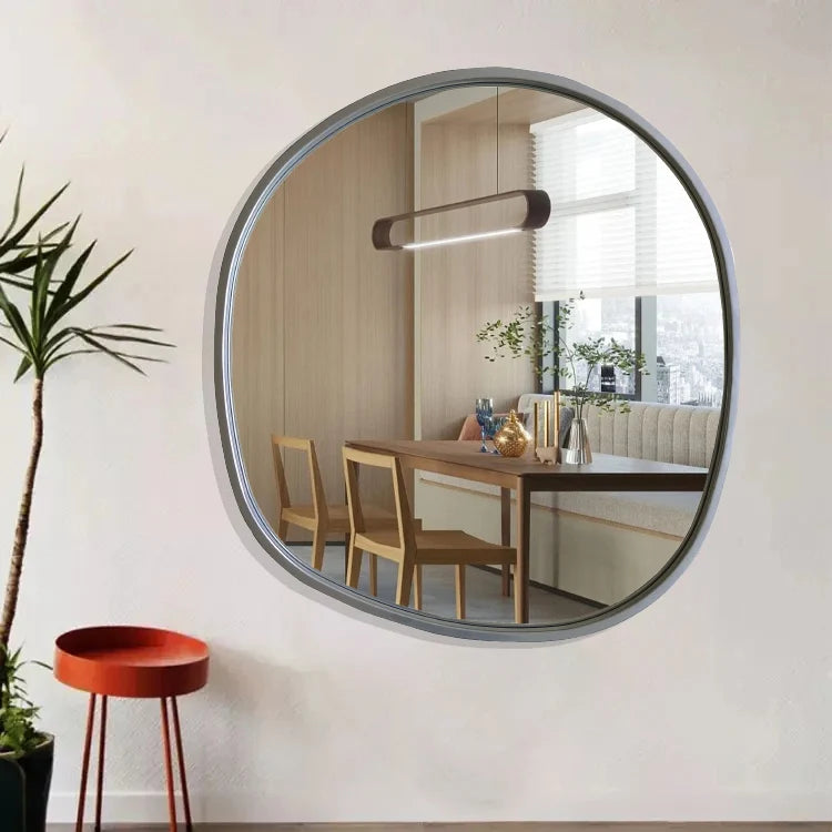 Custom Luxury Large Metal Framed Bathroom Wall Mirror Antique Modern Oval Aluminum Style Home Decorative Explosion-proof Wall