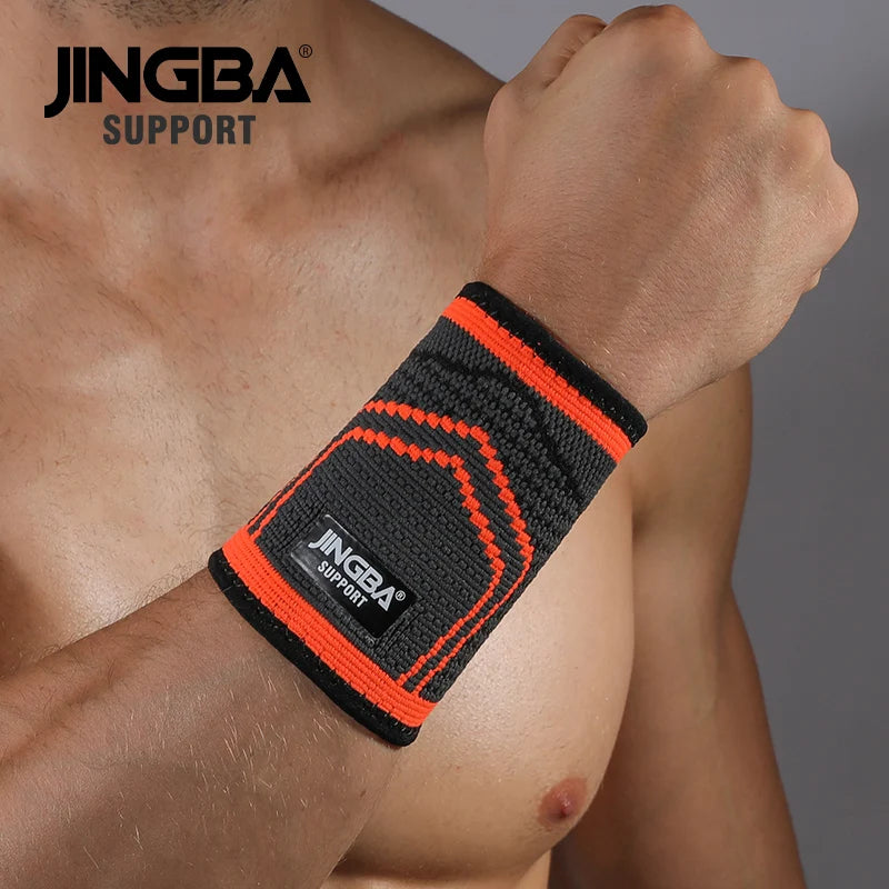 JINGBA Unisex Sports Compression Wrist Brace Low MOQ Safety Sweatband for Tennis & Basketball Made of Spandex