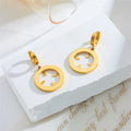 New Fashion Jewelry Hoop Earrings Tarnish Free 18k Gold Plated Stainless Steel Hollow Round Drops Earrings Women