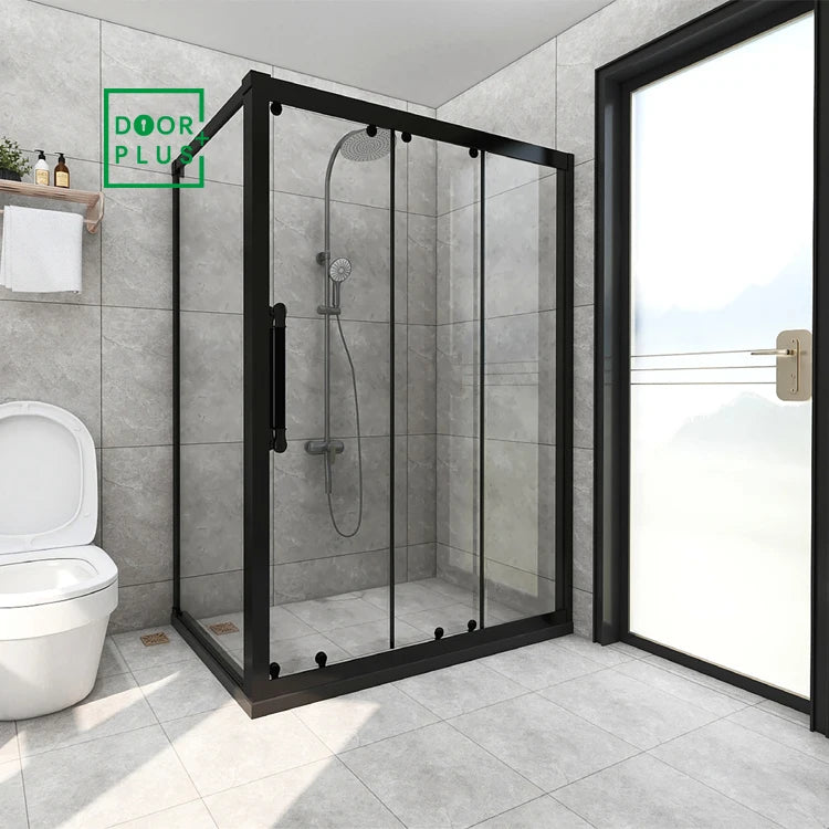 Doorplus Modern Luxury Stainless Steel Shower Room Accessories Frameless Square Designer Bathroom Set for Hotels Sliding Open
