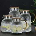 Japanese Style Hammer Grain Heat Resistant Glass Wate Carafe Glass Water Pitcher Glass Jug with Handle