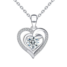 Gold Plated Jewelry Zircon Pendant Silver 925 Heart Pendant Fashion Jewelry Necklaces for Women