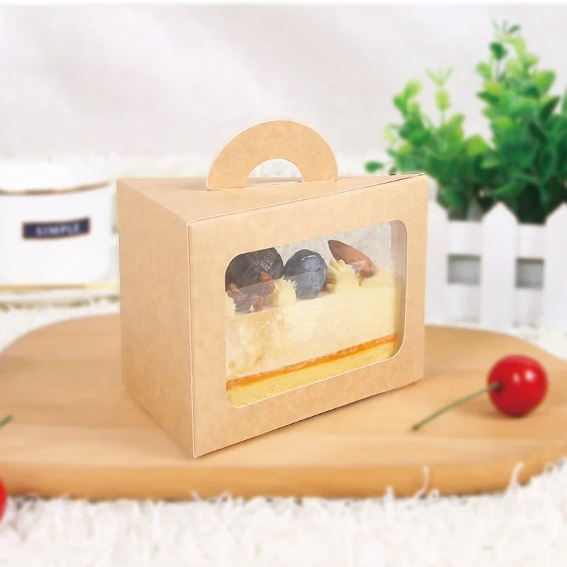 Custom Personalized Rectangle Disposable Food Grade Paper Folders Christmas White Cakebox Bulk Mini Ice Cream Cake Slice Clear