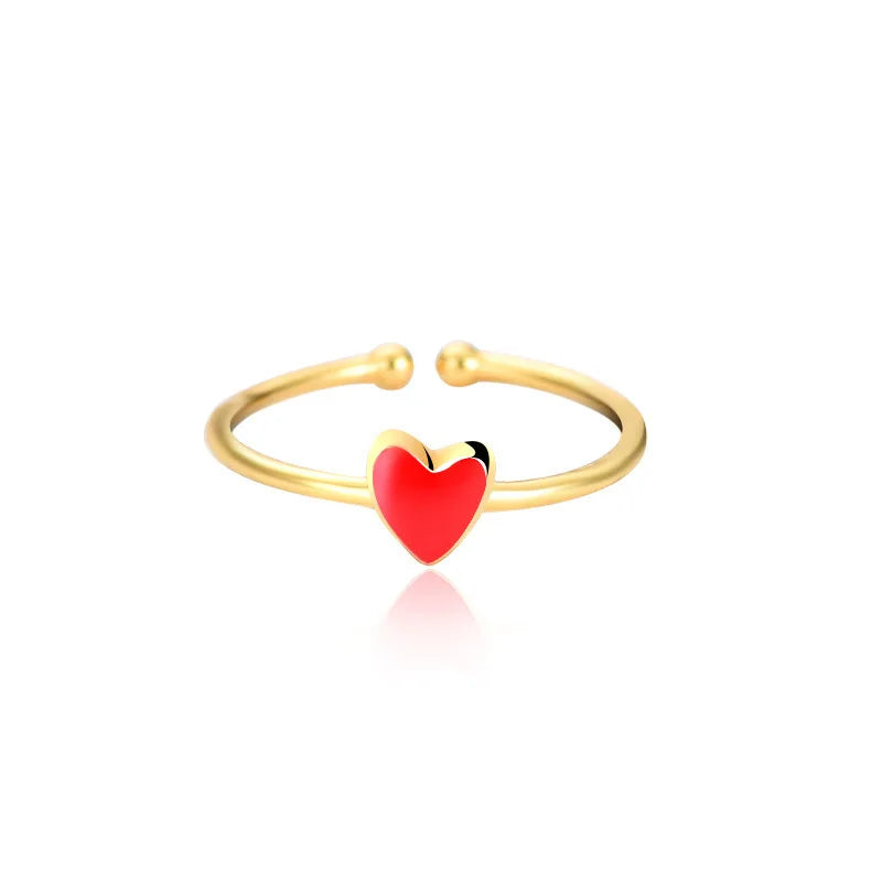 Merryshine S925 Silver Sweet Little Thin Finger Ring Cut Trendy Pure Silver Jewelry Forever love Red Heart Ring for Women