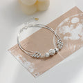 WMSL825 Real 925 Sterling Silver Round Bead Charm Bracelet &Bangle for Women Girls Wedding Party Bohemian