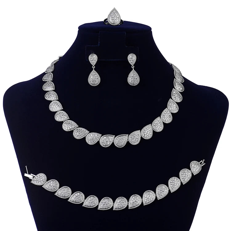 Jewelry Set Luxury Vintage Droplets Dignified Women Wedding Party Bridal Round Jewelry Set CN1296 Parure Bijoux Femme Mariage MegaBDM