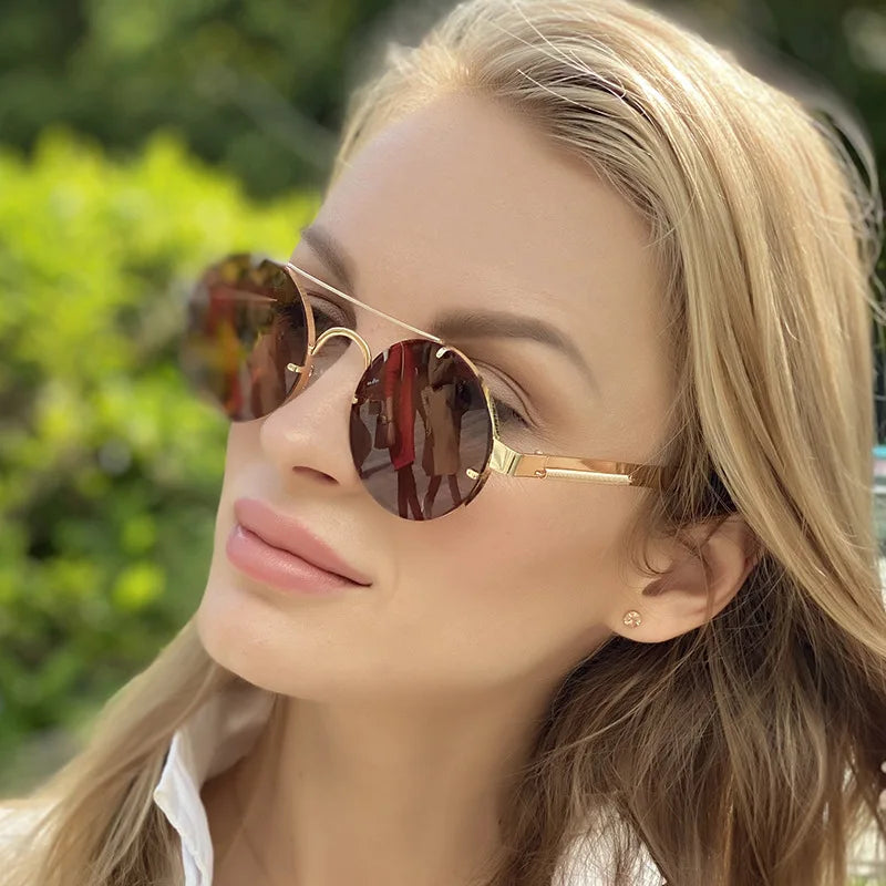 Sunway Eyewear Customization Round Women Men Sun Glasses Manufacturer Factory Custom Punk Style Ladies Mens Frame Sunglasses