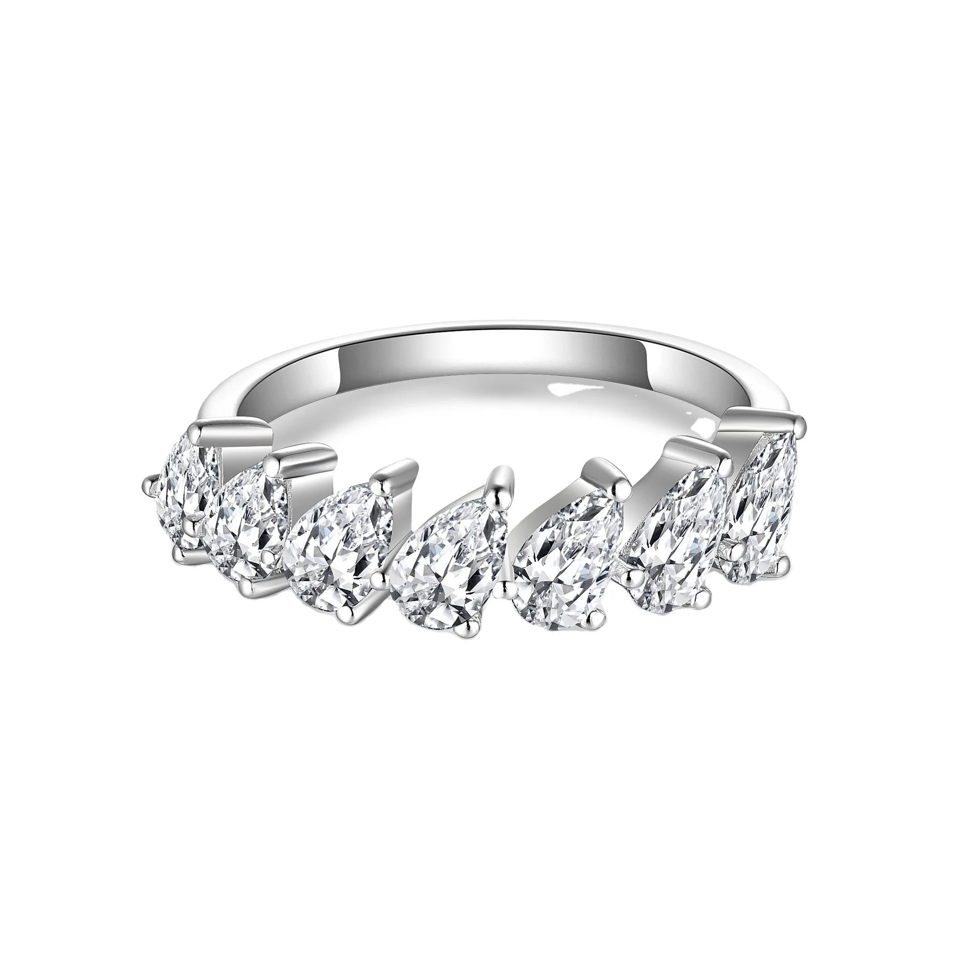 Wholesale Factory Directsales Mossanite Ring D VVS1 S925 Silver Pear Shape Moissanite Diamond Eternity Ring Moissanite Rings