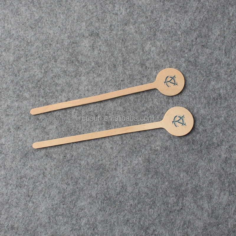Wholesale New Product Birch Drink Stick Round Top Wooden Coffee Stirrer Sticks