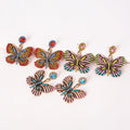 Classic Colorful Glass Butterfly Vintage Earrings Women Crystal Rhinestone Butterfly Stud Earrings Ladies Jewelry