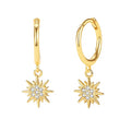 Nagosa Minimalist Gold Vermeil 925 Sterling Silver Pave Cubic Zirconia starburst Dangle Hoop Earrings