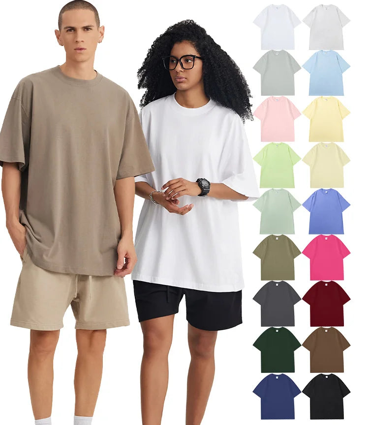 Custom Logo Men's T-Shirt High Quality 220gsm 70% Cotton 30% Polyester O-Neck Unisex Casual Daily Short Sleeve Oversized Fit