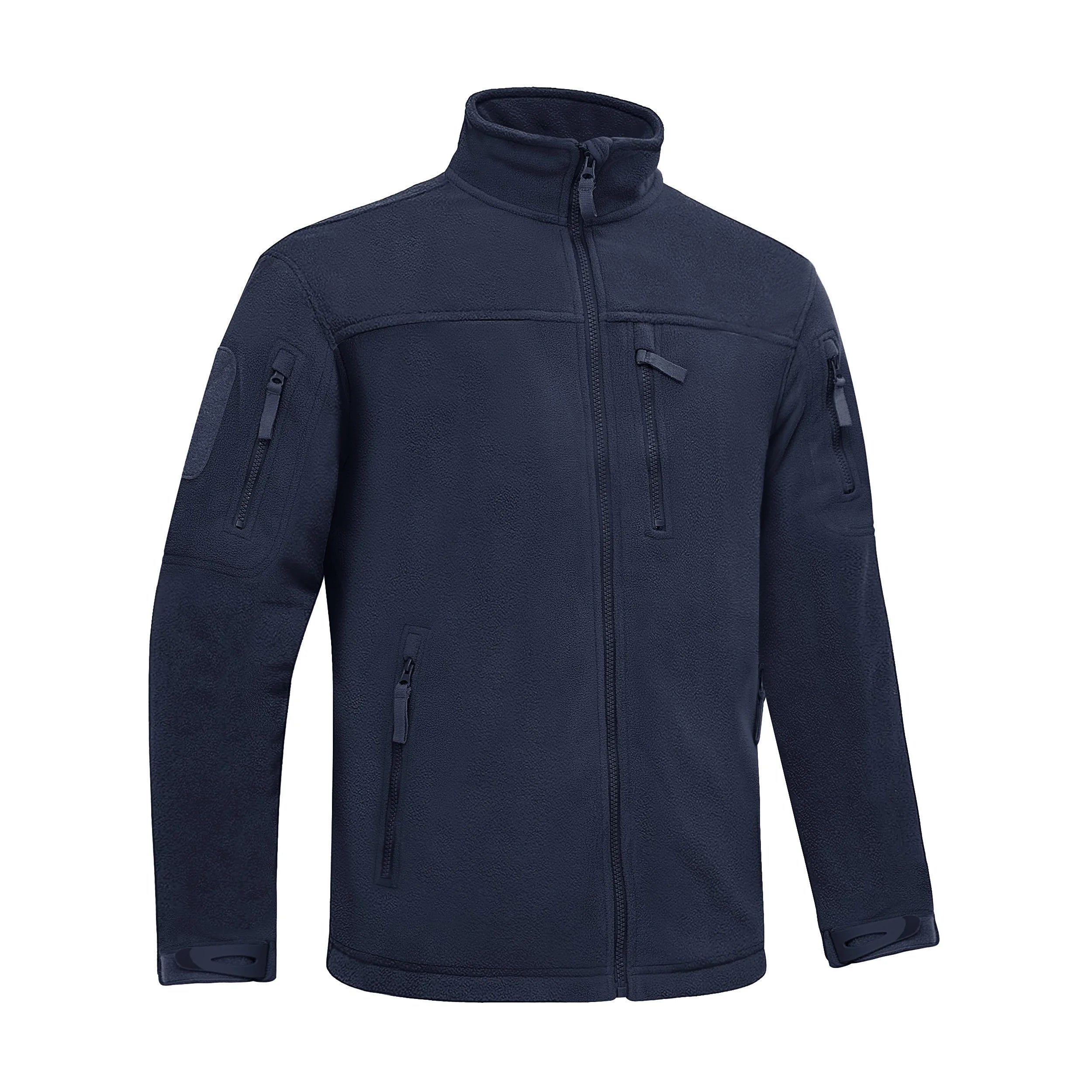 Wholesale Logo Winter Stand Collar Outdoor Zipper Polyester Company Uniform Staff Men's Full Zip Custom Tech Micro Fleece Jacket