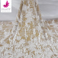 2023 Latest Elegant Sequin Beaded Embroidery Tulle Lace Fabric for Women Wedding Dress HY2162-2