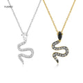 FUAMAY Woman's Gold-Plated Snake Serpent Choker Necklace Black Diamond Link Chain with Zircon for Gift Occasions