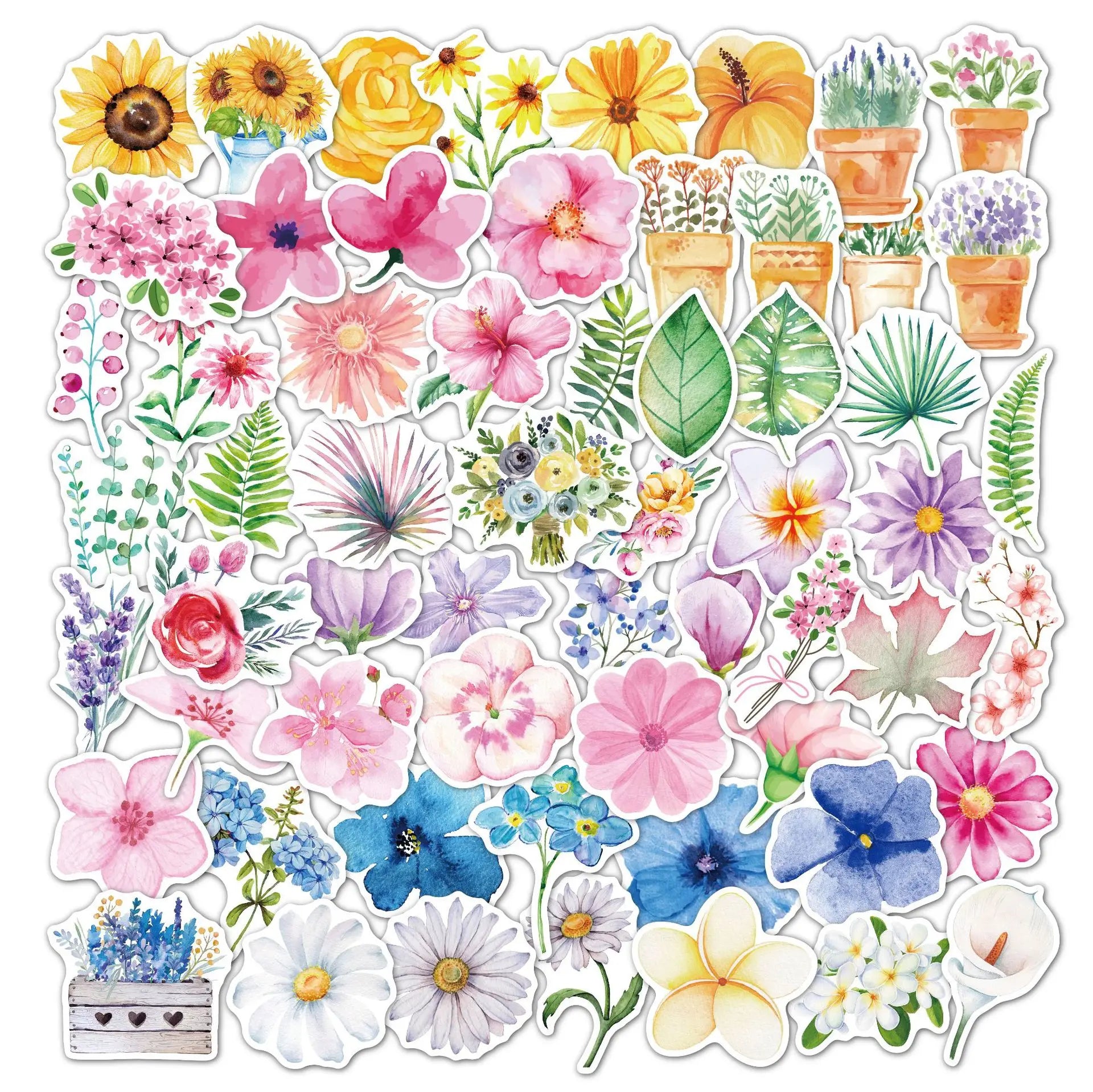 60Pcs Cartoon Flowers Plant Graffiti Stickers for Diary Notebook Decor Flower Shop Gift Sticker