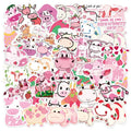 50Pcs Cute Pink Milk Strawberry Cows Decor Girly Sticker Notebook Diary Waterproof Vinyl Label Diecut Stickers Custom
