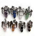 Wholesale Natural Crystals Healing Stones Amethyst Hexagonal Dragon With Silver Color Plating Quartz Pendant