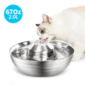 2025 Cat Water Fountain Stainless Steel 2L 67oz Automatic Quiet Pump Chargeable Outdoor Use Pet Fountain Water Bowl