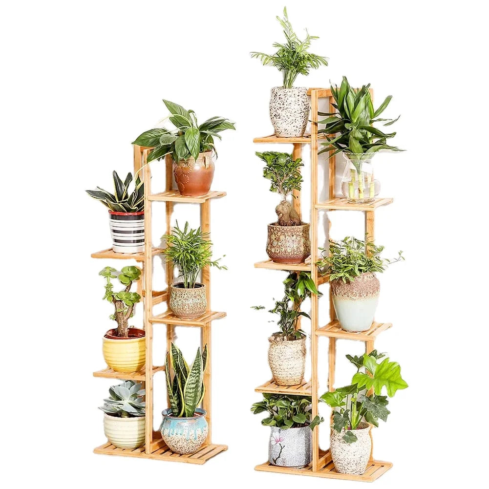 Garten 6 Tier 7 Potted Corner Plant Shelf Wood Plant Stand Rack Organizer Display Large Ladder Holder Flower Stand Powder Coated